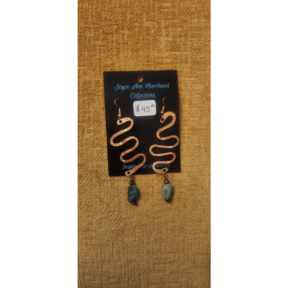 Copper Handmade Snake Jade Earrings